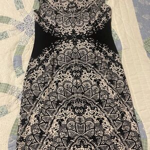 Metaphor Black and Cream Lace Midi Dress